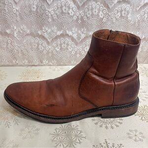 Frye Men's 10.5 D M Paul Inside Zip Boots Brown Burnished Suede Leather Chelsea